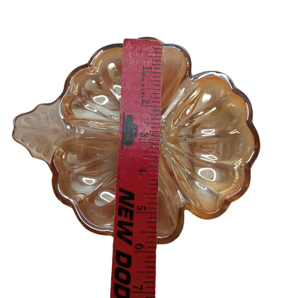 Vintage Carnival Glass Candy Dish Jeannette Iridescent Maple Leaf Design - Picture 6 of 12